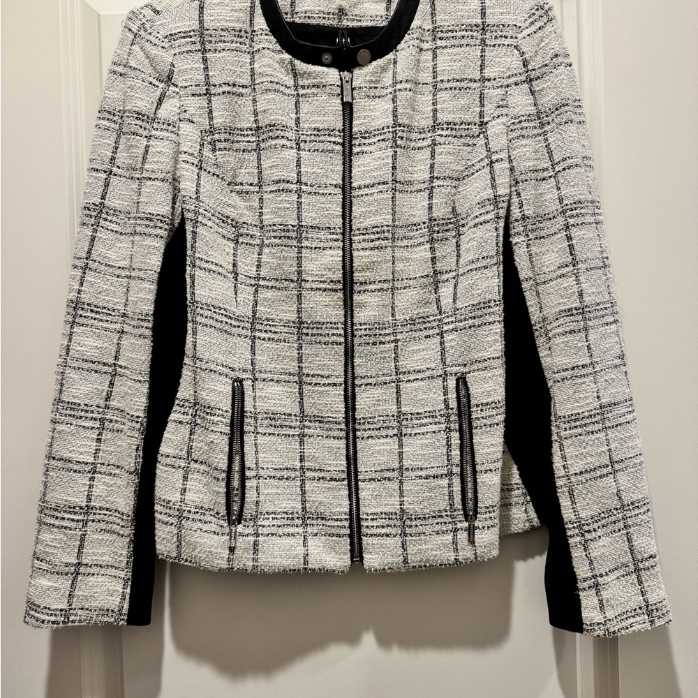 Women's Black and White Plaid Jacket